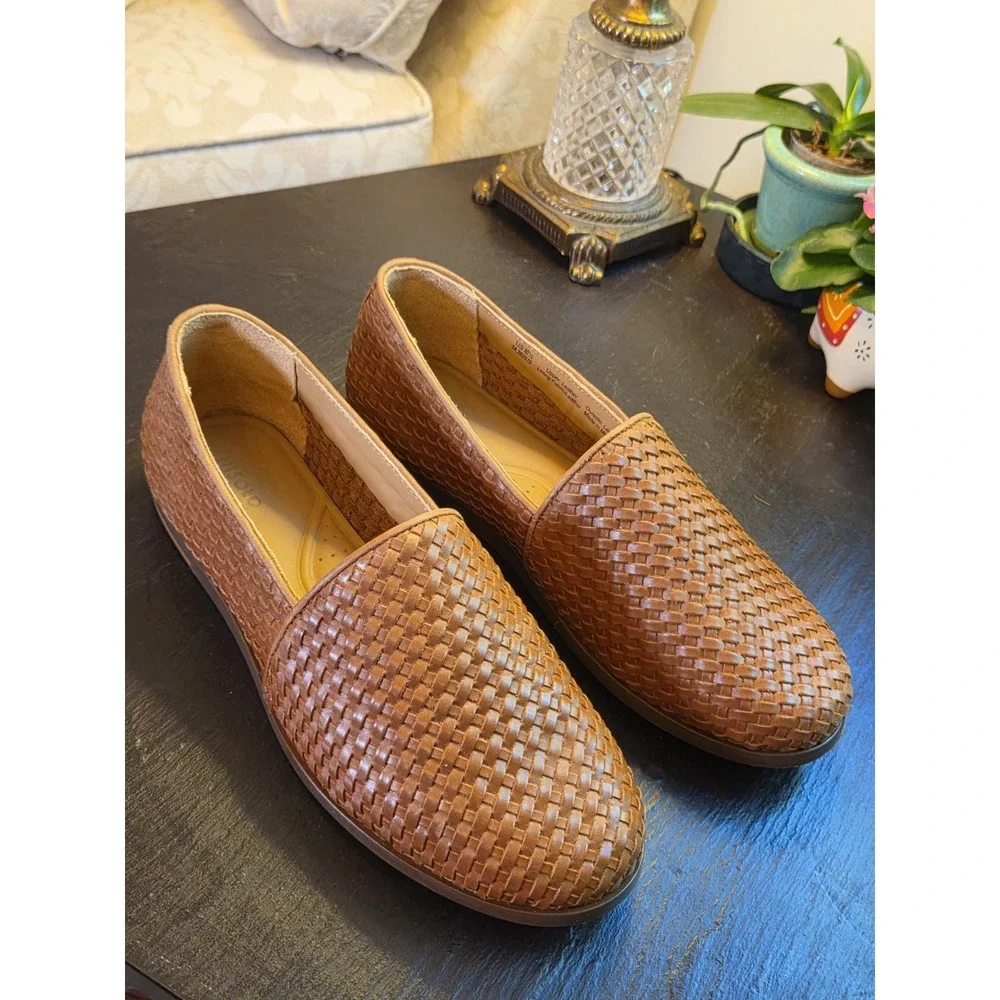 Nisolo Men's Alejandro Woven Leather Slip On 2.0 Shoes Brown Size 10.5 EUC! $198